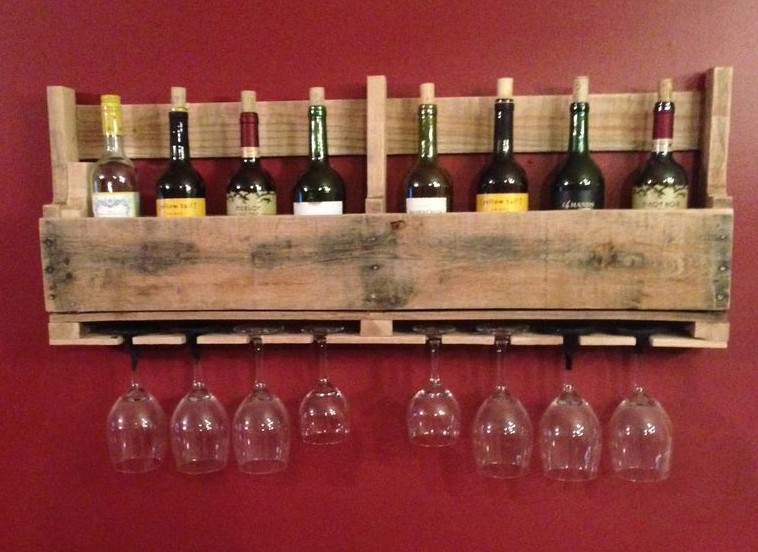 Полка для вина и бокалов из деревянного поддона - «Мебель своими руками»